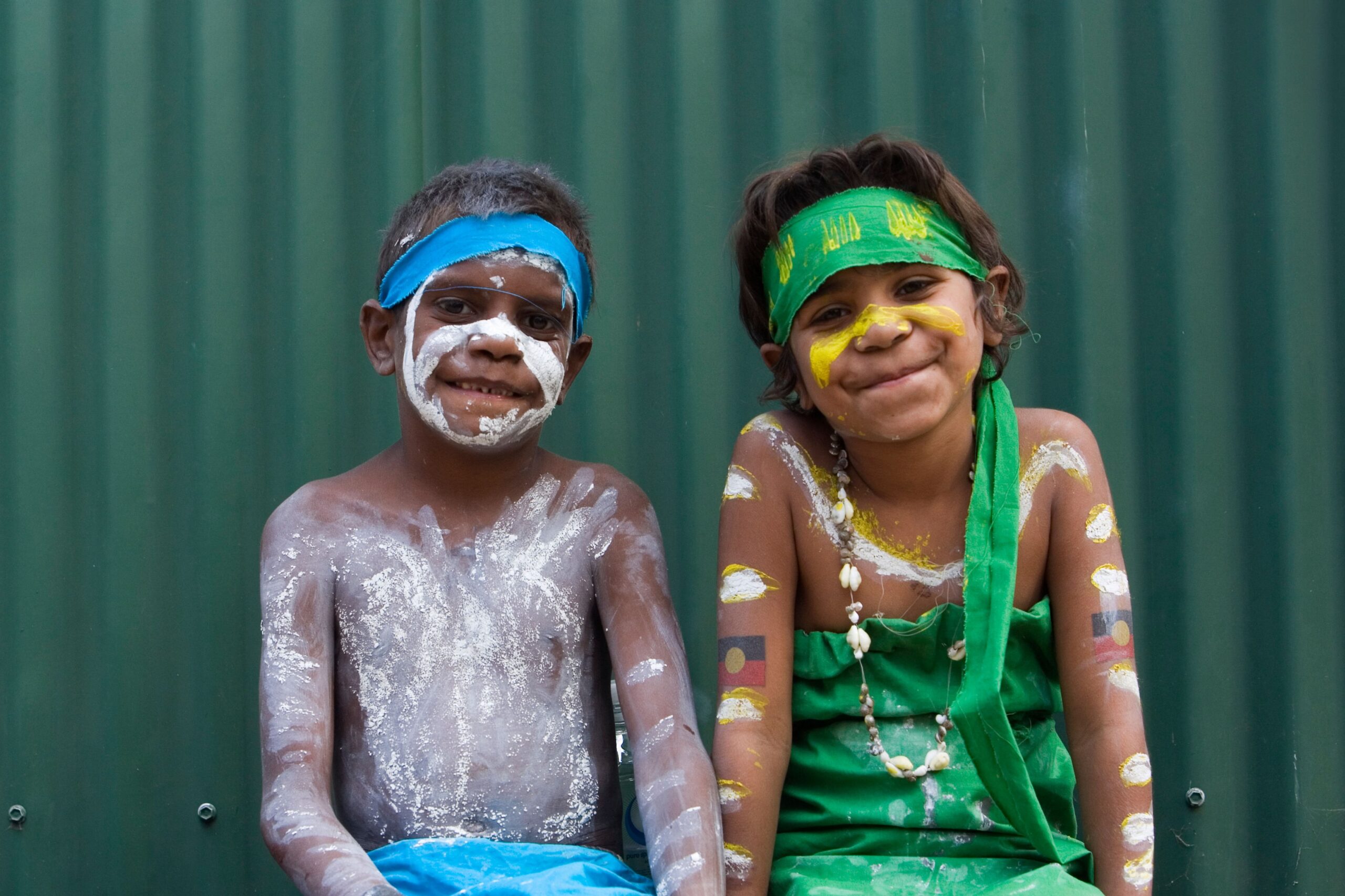 CX4GAX Indigenous boy and girl at Aboriginal Dance Festival. Laura, Queensland, Australia